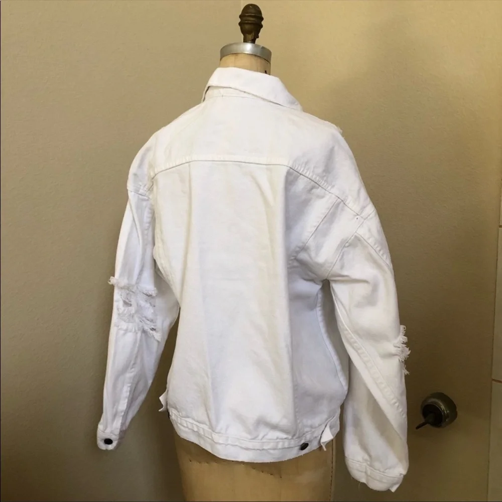 Carmar denim Audrey distressed white jean jacket